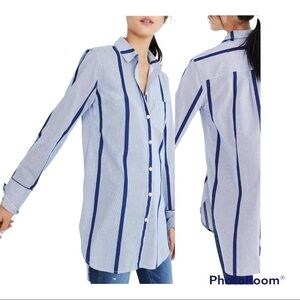 Madewell Jordan Stripe Midnight button down tunic shirt XS